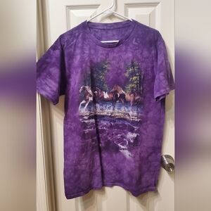 The Mountain Purple Horse Print Short Sleeve Tee Size Large